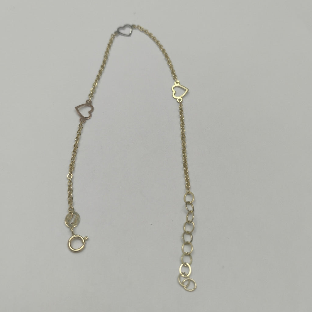 PULSERA ESPECIAL CON CORAZONES 10K 18 CM 1.2 GR (NUEVO)