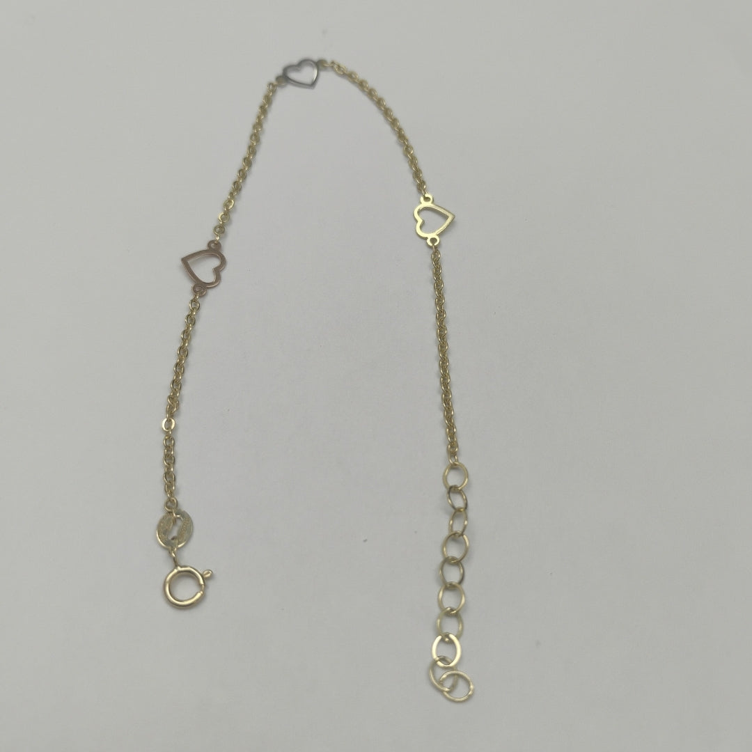 PULSERA ESPECIAL CON CORAZONES 10K 18 CM 1.2 GR (NUEVO)