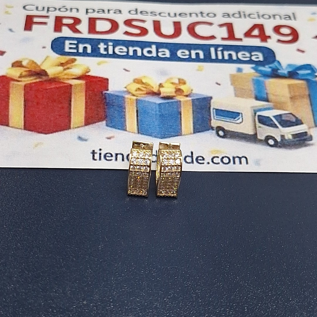 ARETES ARRACADAS CORAZON C CIRCONIAS 14K 2.1 GR (NUEVO)