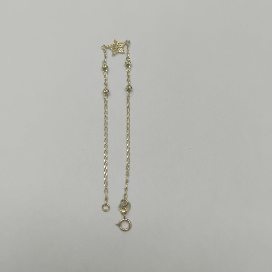 PULSERA ESPECIAL CON ESTRELLA Y CIRCONIAS 14K 18 CM 1.5 GR (NUEVO)