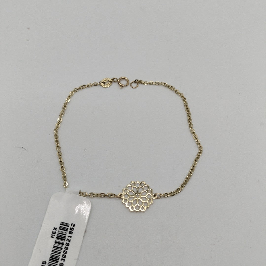 PULSERA TEJIDO ESPECIAL CON MANDALA 14K 18 CM 1.3 GR (NUEVO)