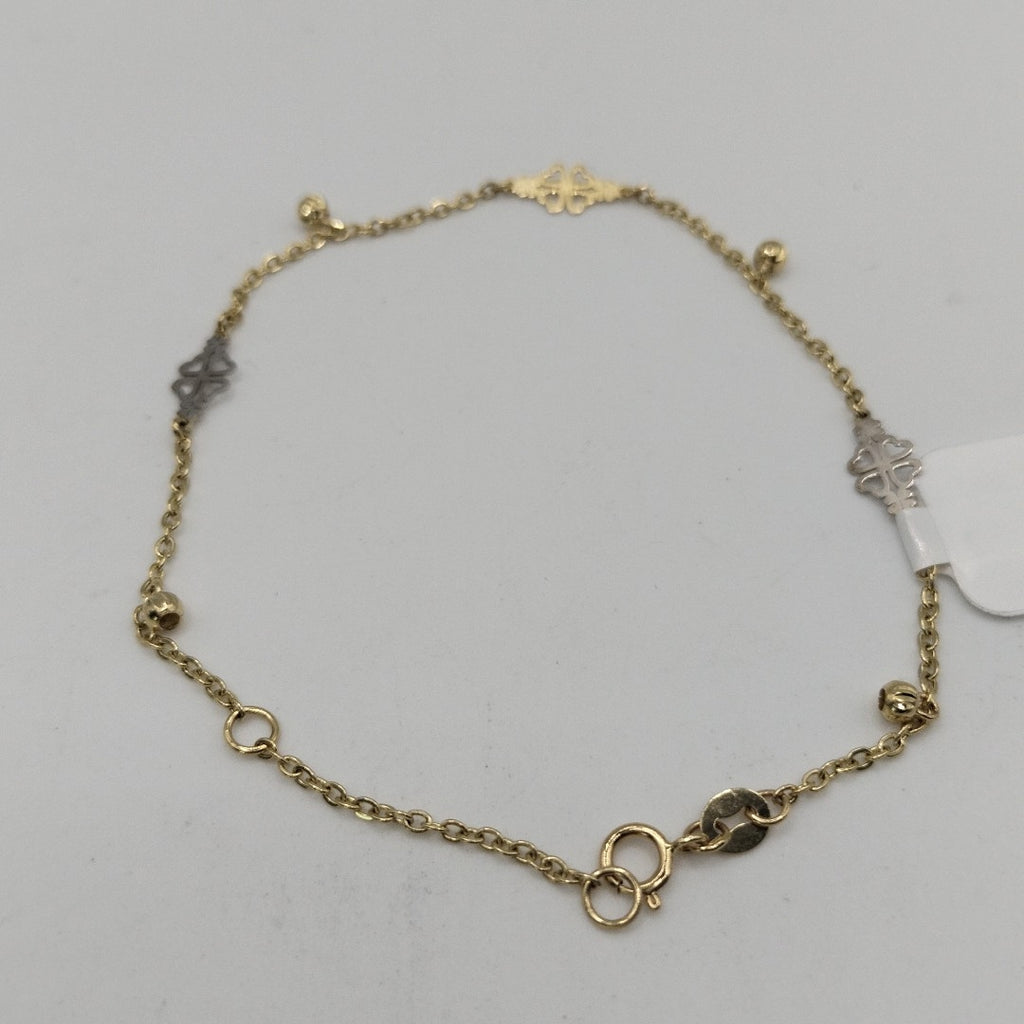 PULSERA ESPECIAL CON TREBOL 14K 18 CM 1.8 GR (NUEVO)