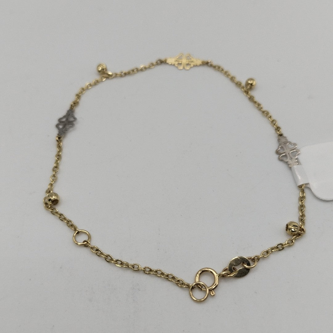 PULSERA ESPECIAL CON TREBOL 14K 18 CM 1.8 GR (NUEVO)