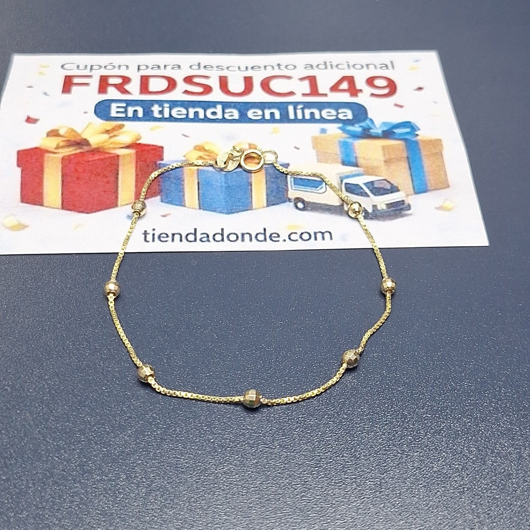PULSERA ESPECIAL CON BOLITAS 14K 18 CM 1.4 GR (NUEVO)