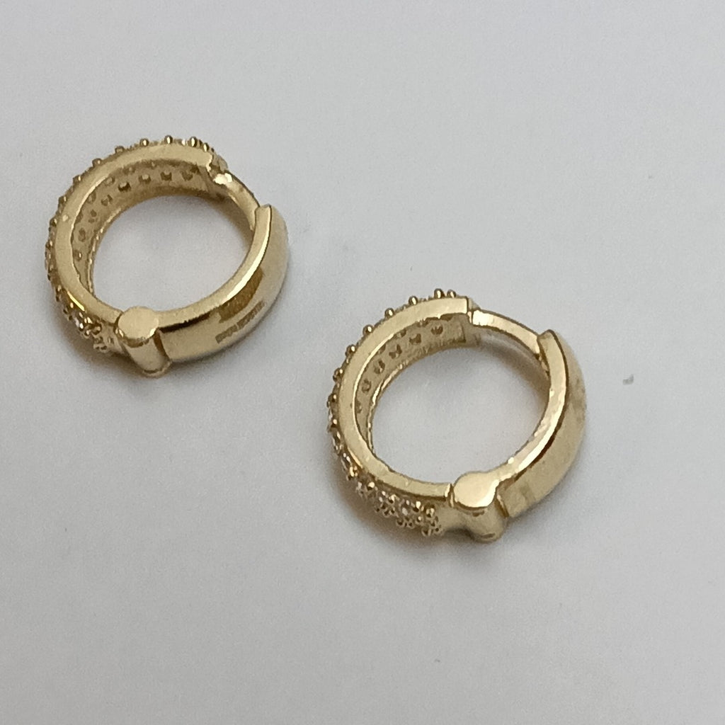ARETES HUGGIE CON CIRCONIAS 14K 2.1 GR (NUEVO)