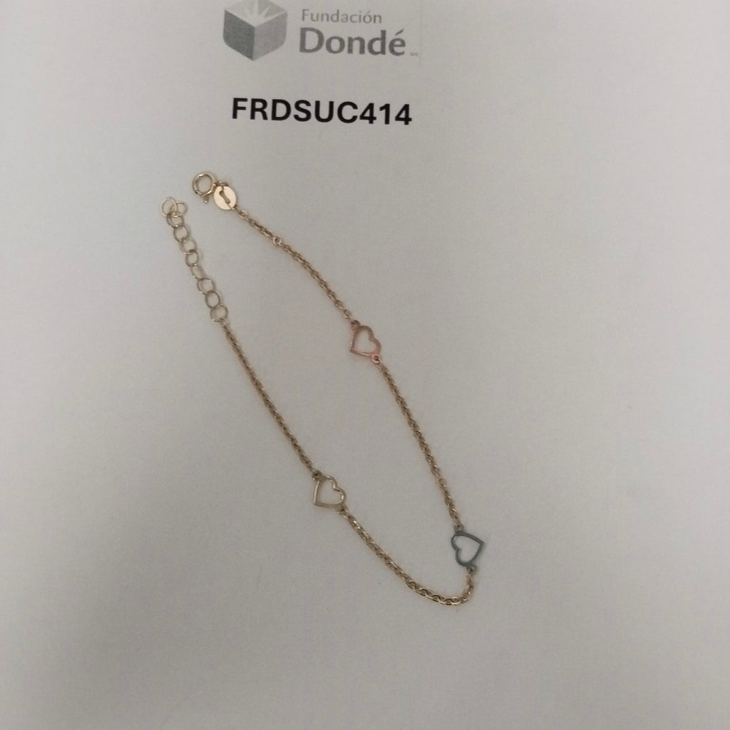 PULSERA ESPECIAL CON CORAZONES 10K 18 CM 1.2 GR (NUEVO)