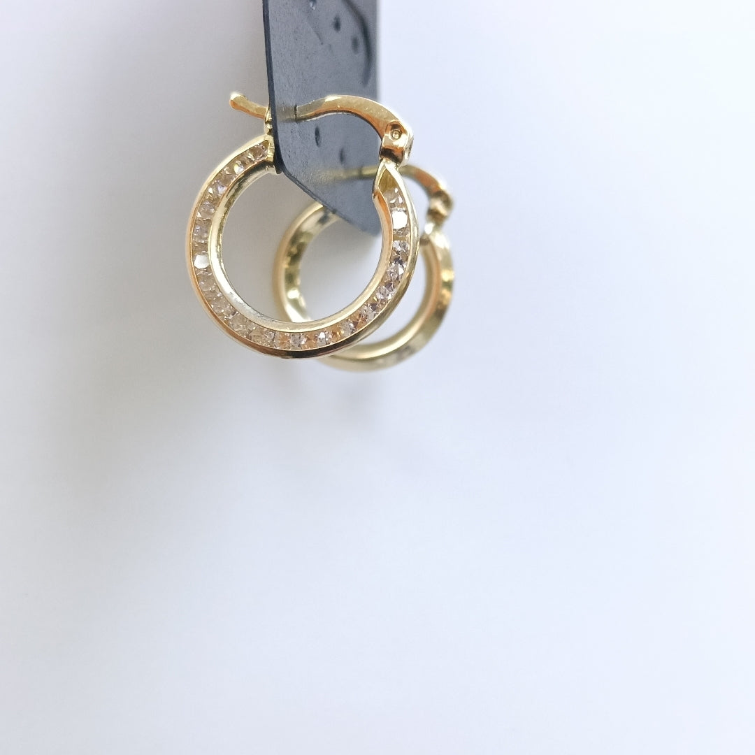 ARETES ARRACADAS CON CIRCONIAS 14K 2.4 GR (NUEVO)