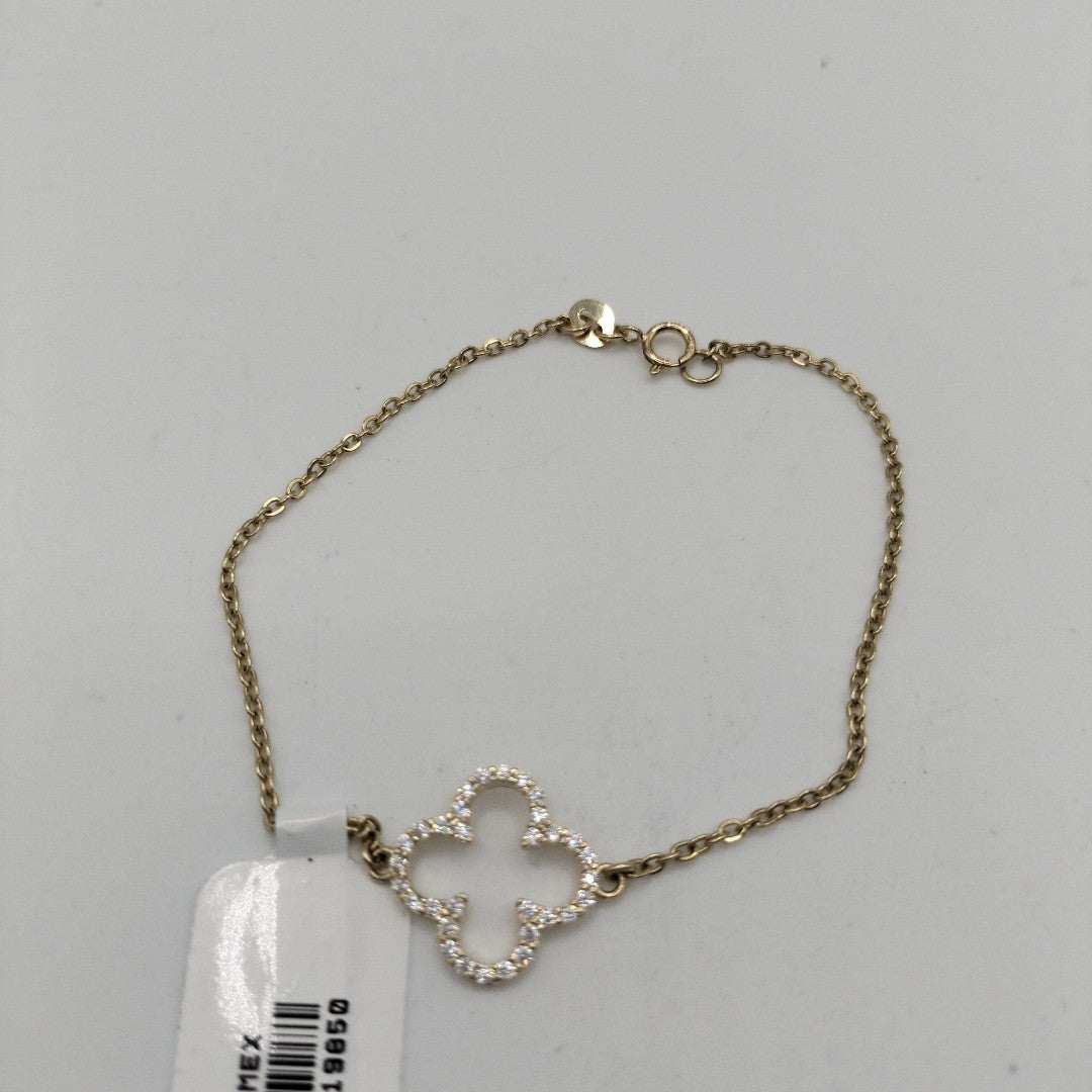 PULSERA TEJIDO ESPECIAL C CIRCONIAS 14K 18 CM 1.8 GR (NUEVO)