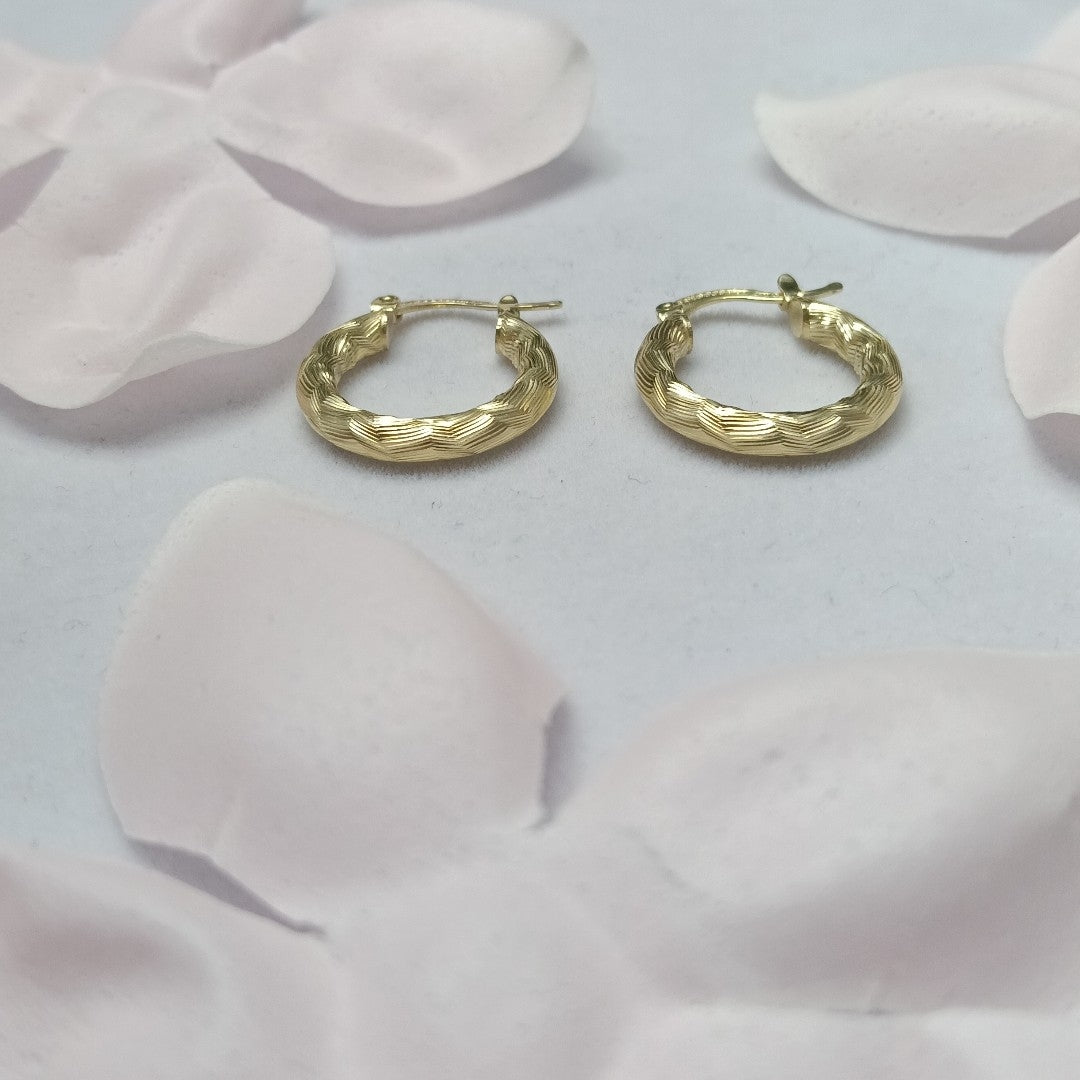 ARETES TEJIDO ARRACADAS ASTRIADAS 14K 2.1 GR (NUEVO)