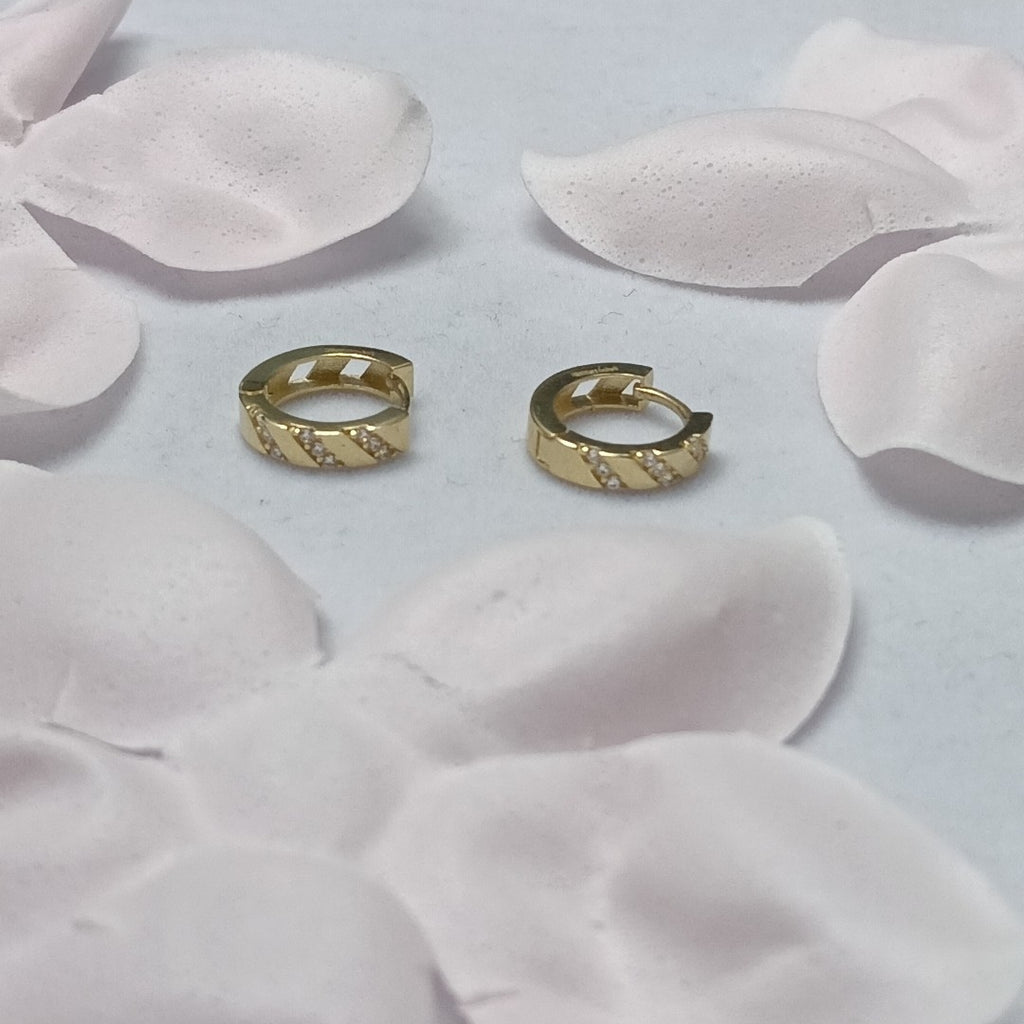 ARETES HUGGIES CON CIRCONIAS 14K 2.2 GR (NUEVO)