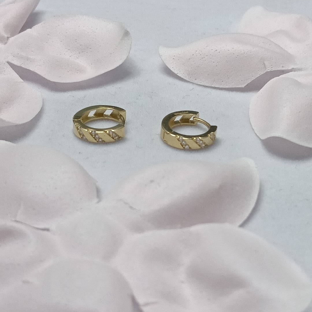 ARETES HUGGIES CON CIRCONIAS 14K 2.2 GR (NUEVO)
