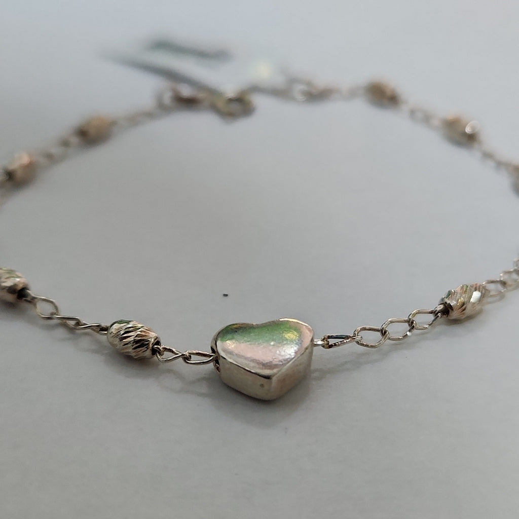 PULSERA TEJIDO CORAZON PLATA .925 18 CM 3.4 GR (NUEVO)