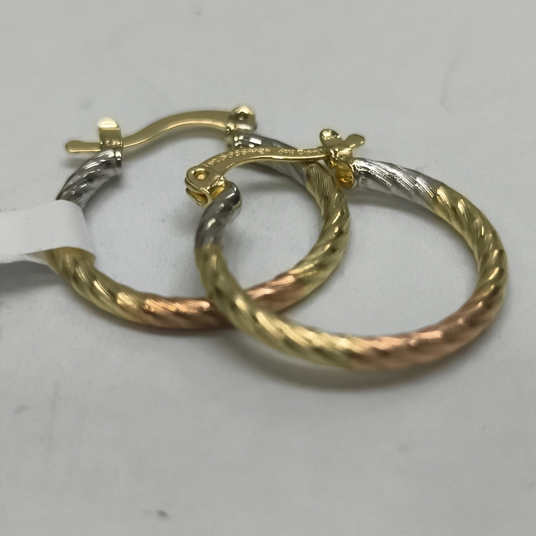 ARETES TEJIDO ARRACADAS TZL COMBINADAS 14K 1.7 GR (NUEVO)