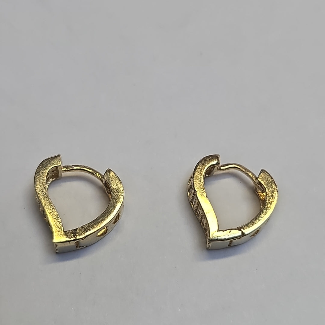 ARETES ARRACADAS CORAZON C CIRCONIAS 14K 2.2 GR (NUEVO)