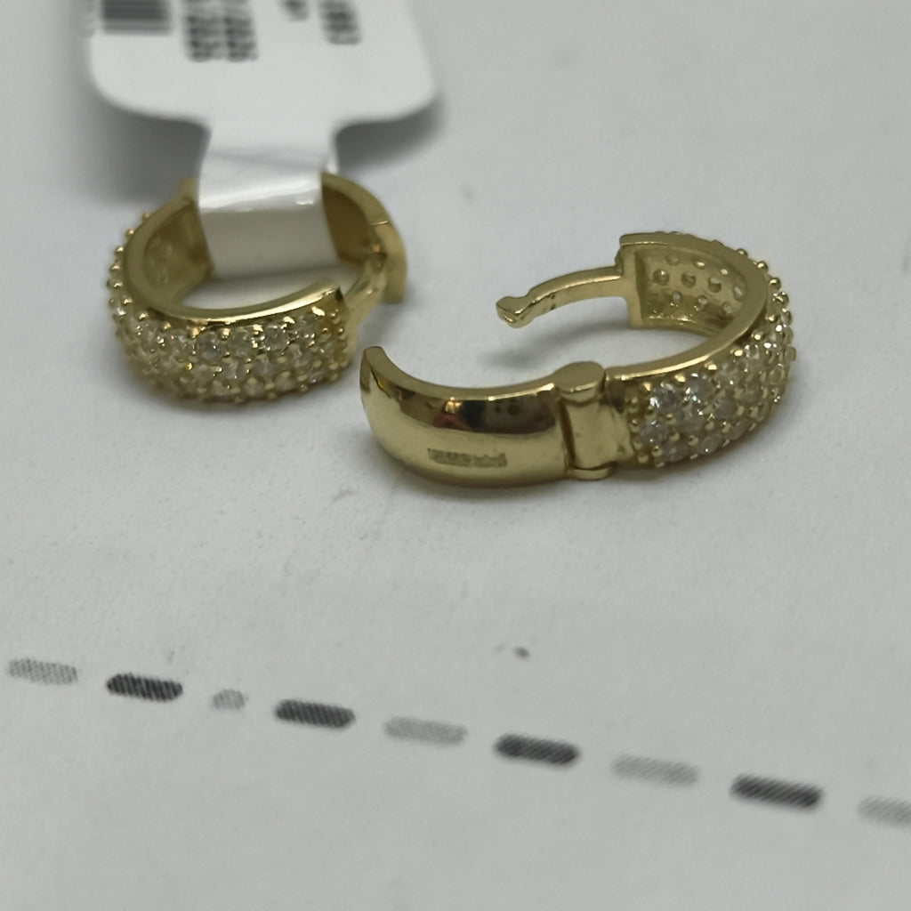 ARETES HUGGIE CON CIRCONIAS 14K 2 GR (NUEVO)