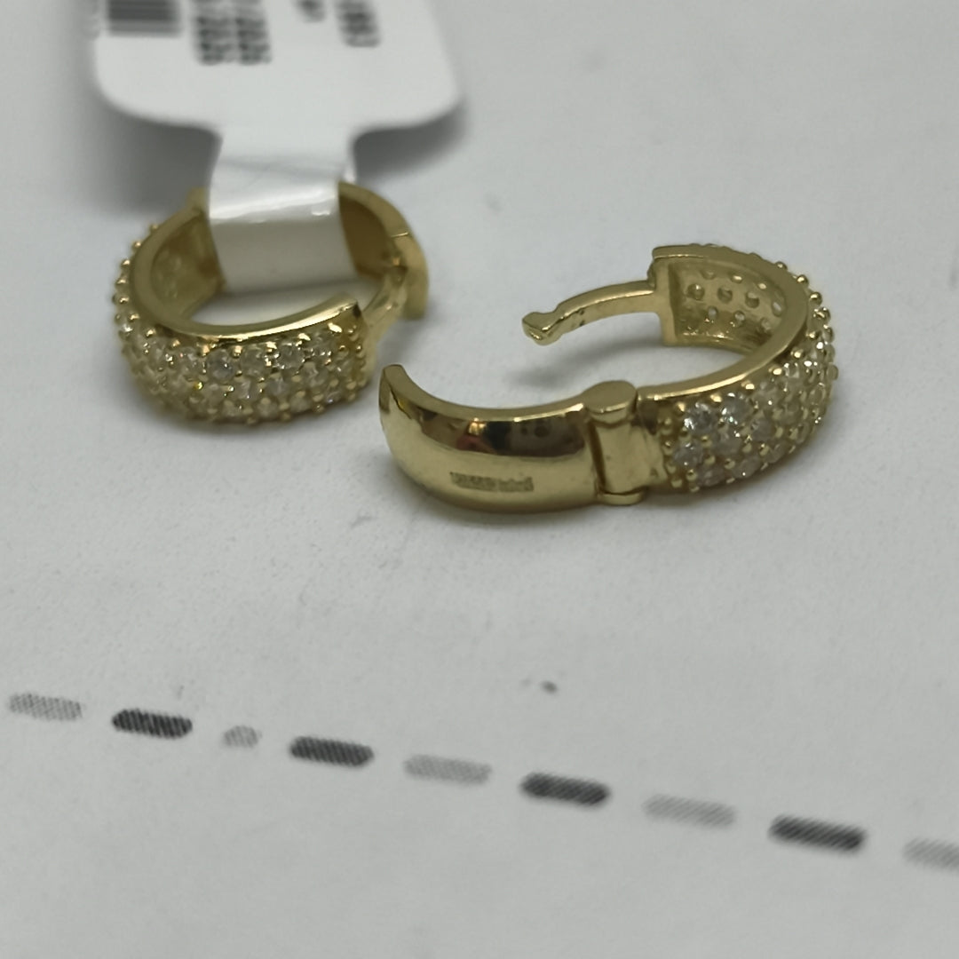 ARETES HUGGIE CON CIRCONIAS 14K 2 GR (NUEVO)