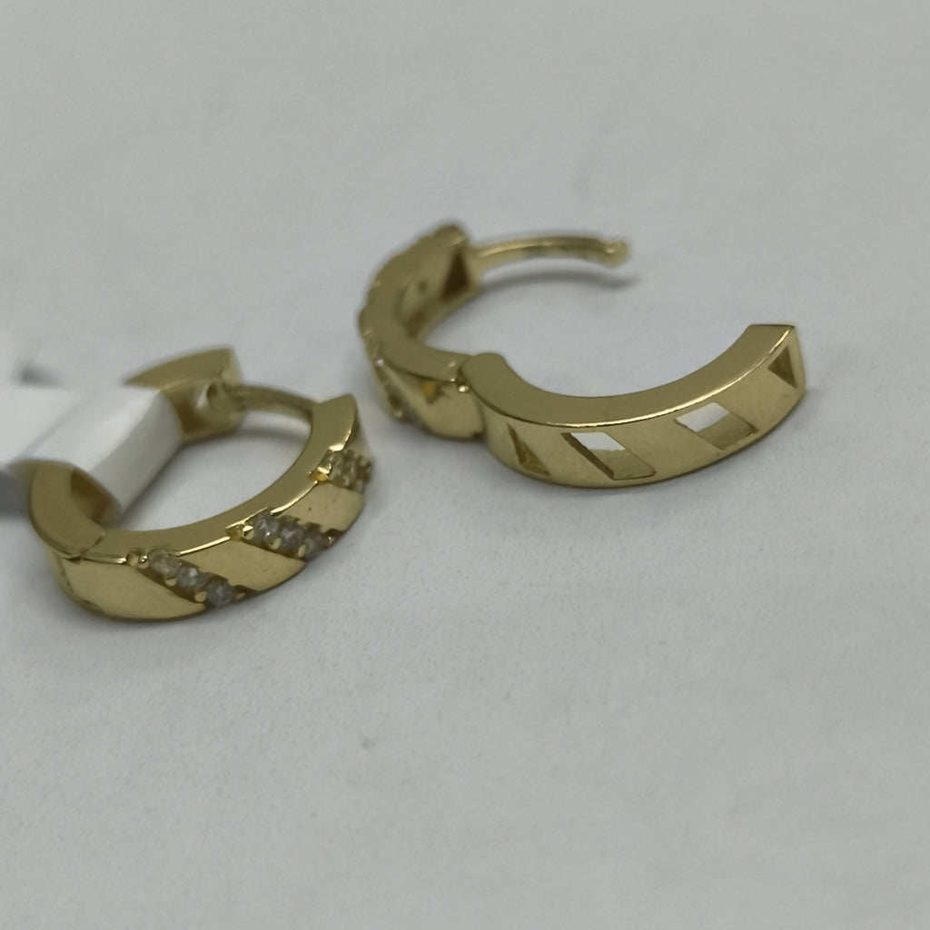 ARETES HUGGIES CON CIRCONIAS 14K 2.2 GR (NUEVO)