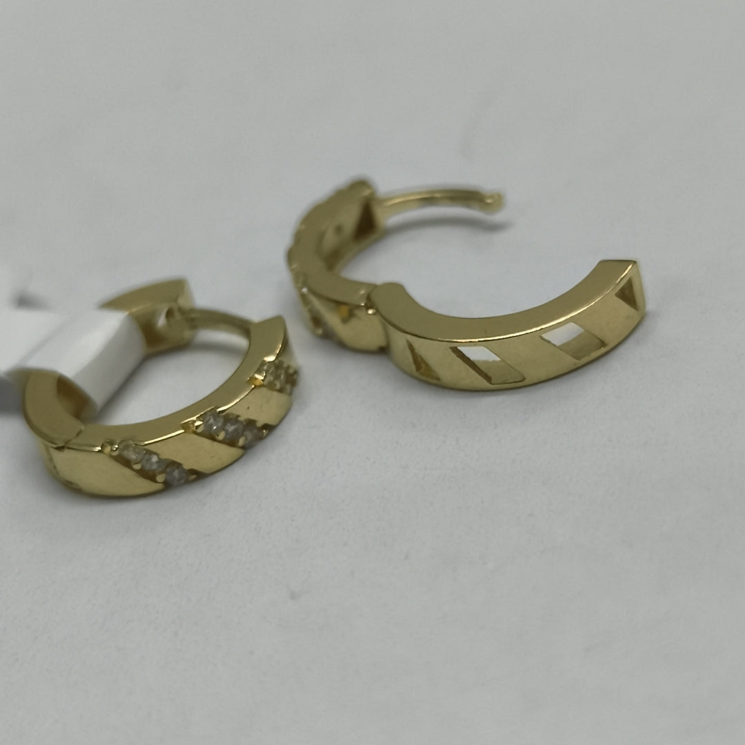 ARETES HUGGIES CON CIRCONIAS 14K 2.2 GR (NUEVO)