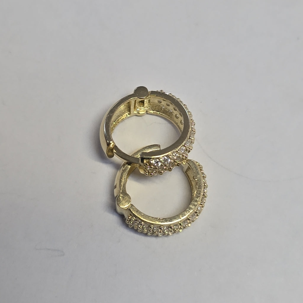 ARETES HUGGIE CON CIRCONIAS 14K 2.1 GR (NUEVO)