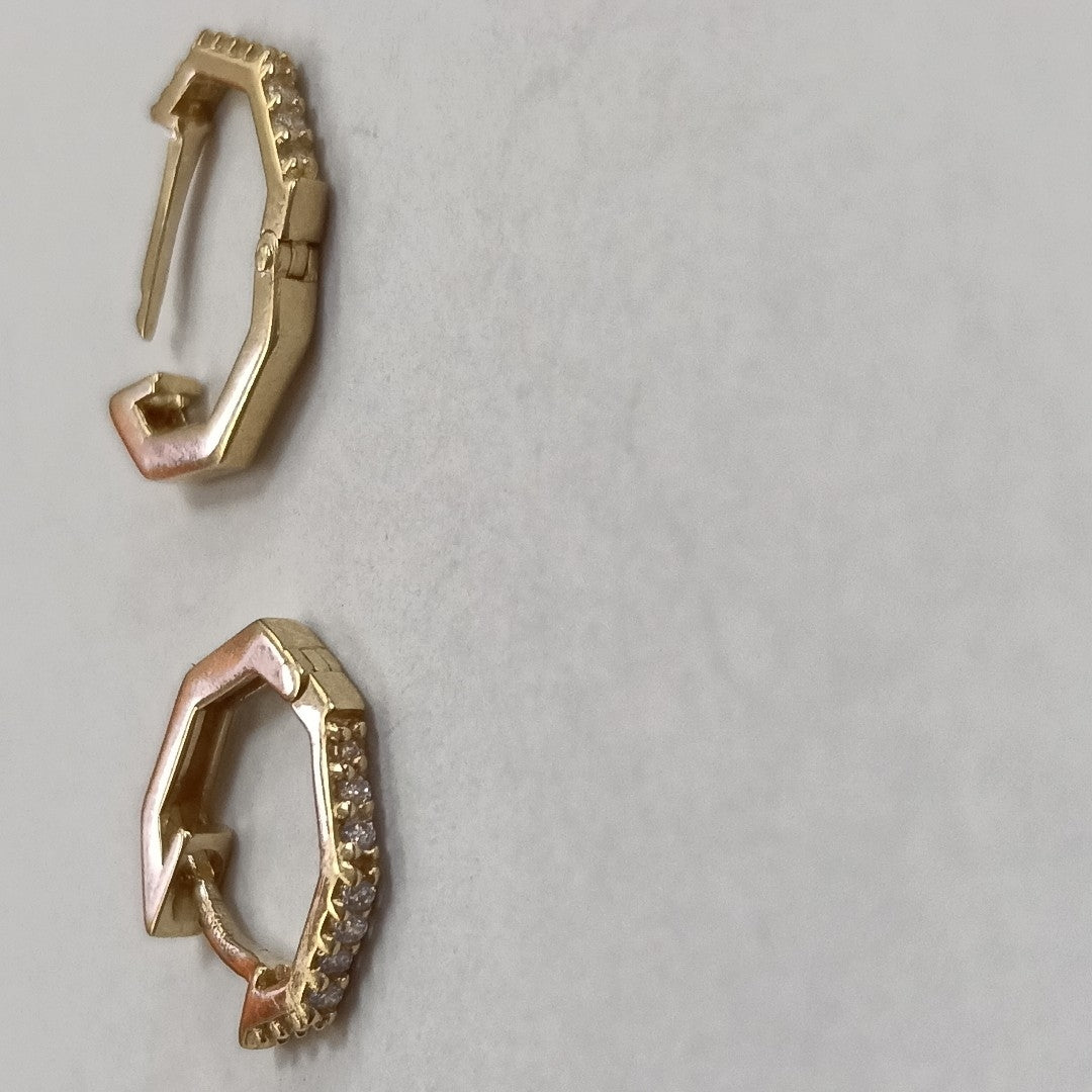 ARETES HUGIES C CIRCONIAS 14K 1.5 GR (NUEVO)