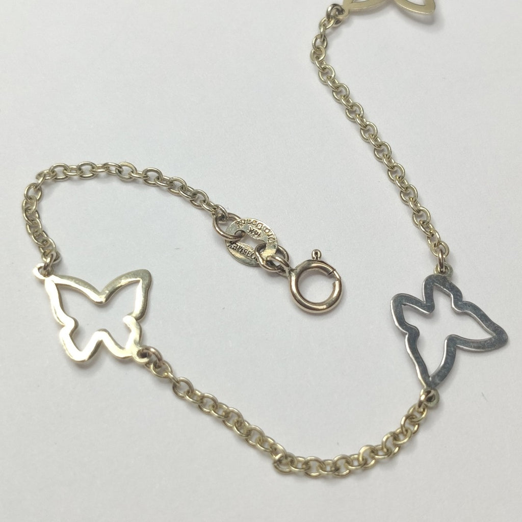 PULSERA ESPECIAL C MARIPOSAS 14K 18 CM 1.7 GR (NUEVO)