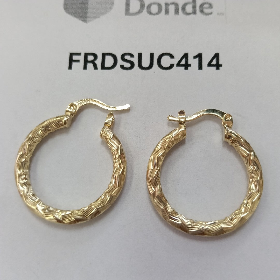 ARETES TEJIDO ARRACADA LABRADA 14K 2.6 GR (NUEVO)