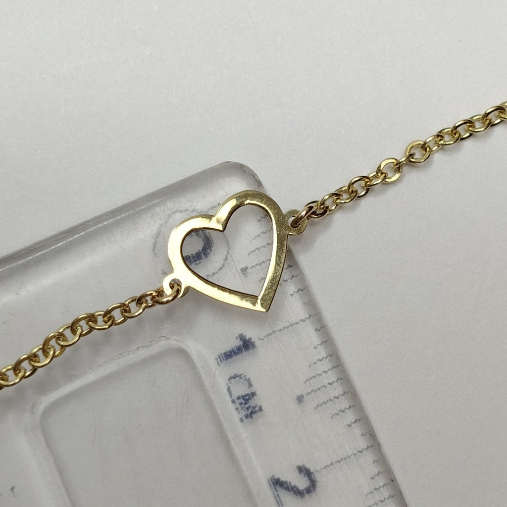 PULSERA ESPECIAL CON CORAZONES CONBINADOS 14K 18 CM 1.7 GR (NUEVO)