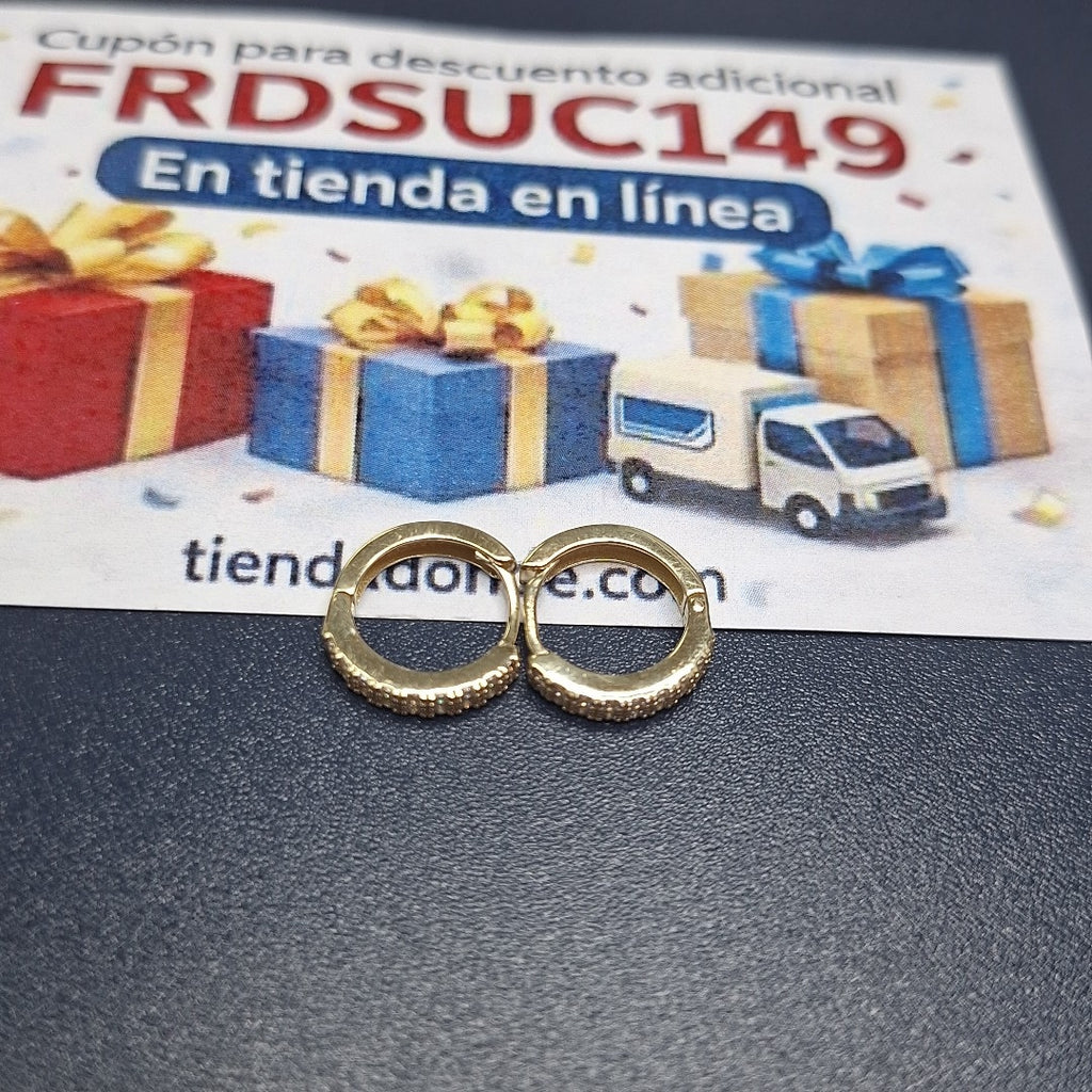 ARETES HUGGIES C CIRCONIA 14K 1.7 GR (NUEVO)