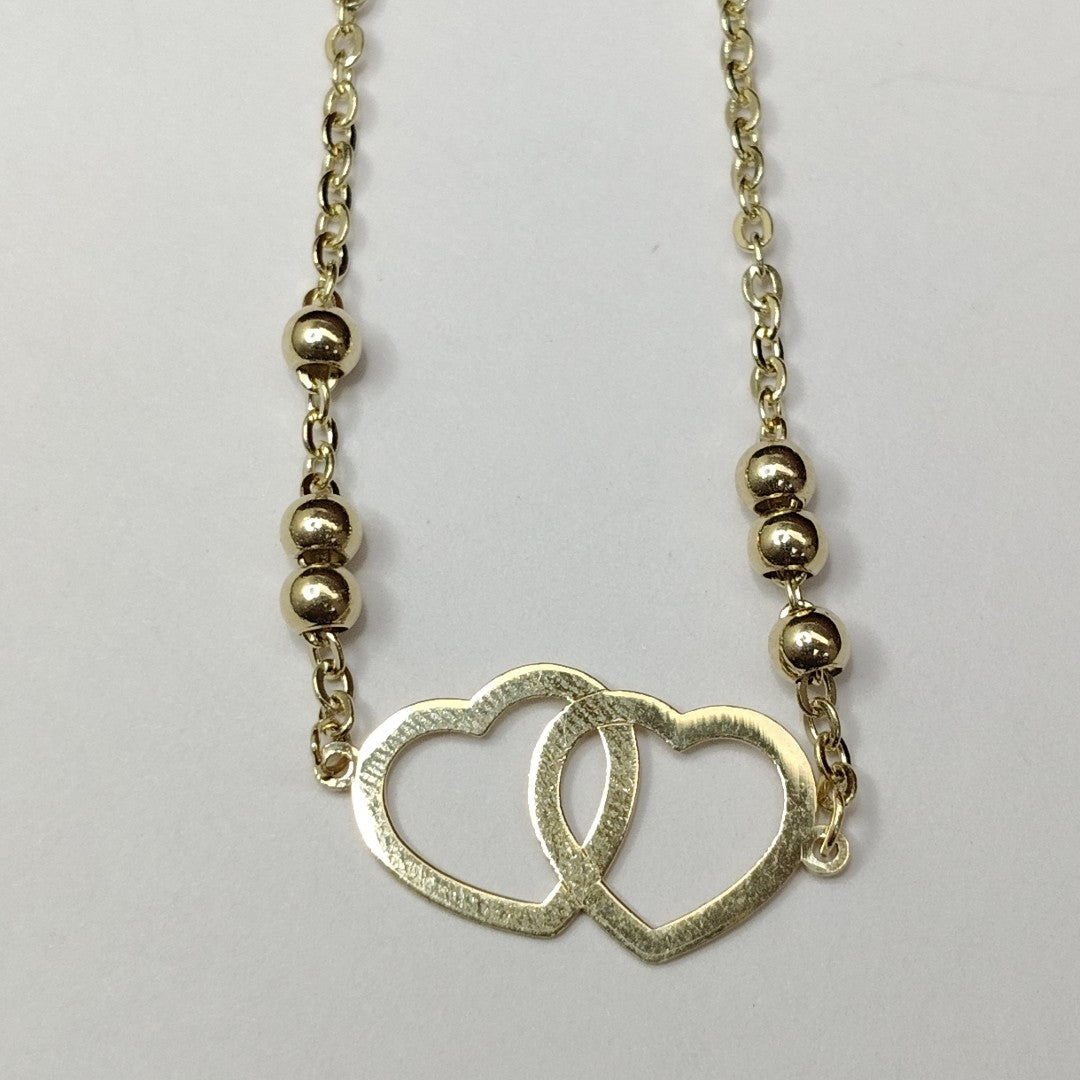 PULSERA TEJIDO ESPECIAL C CORAZONES 14K 18 CM 1.7 GR (NUEVO)