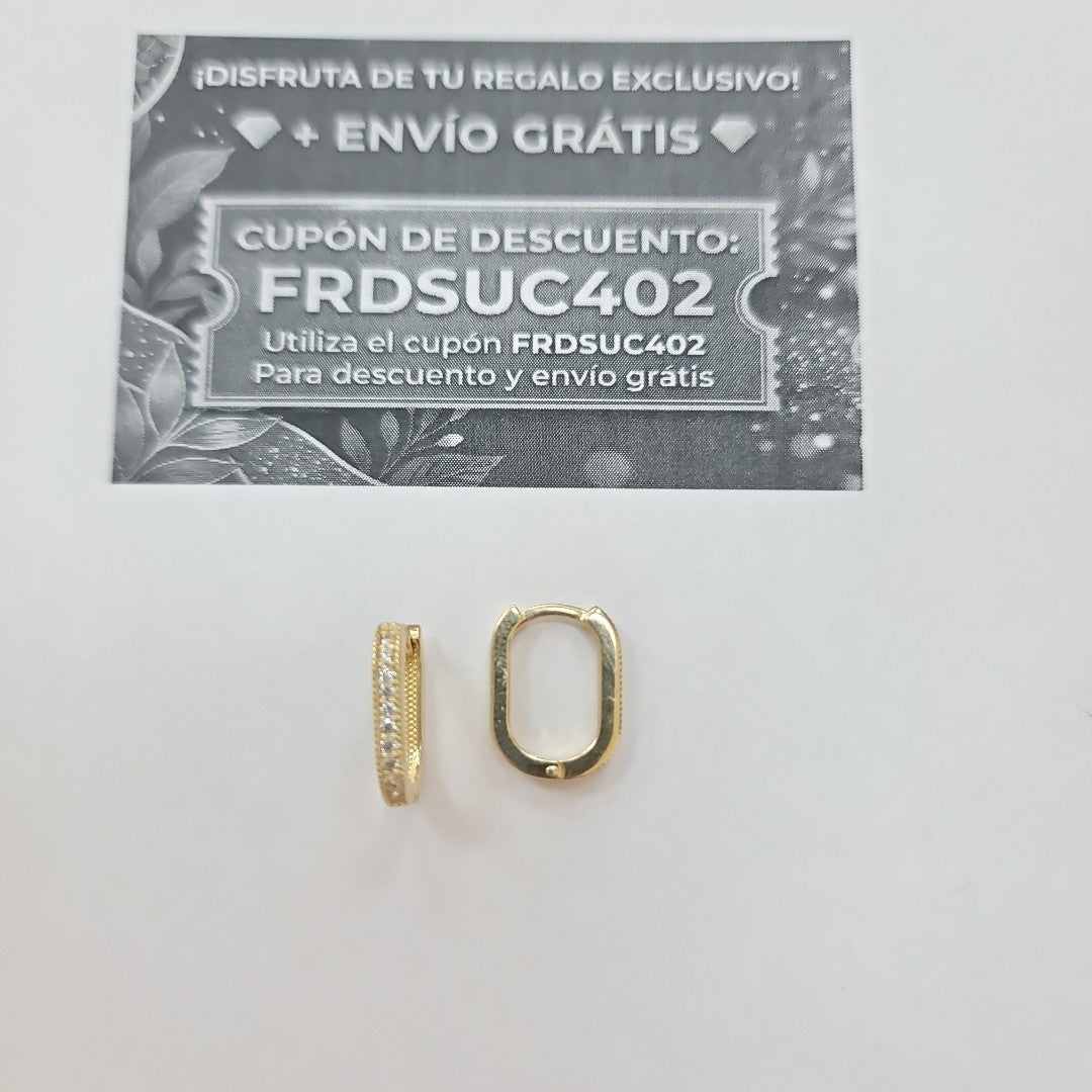 ARETES HUGGIES OVALADA C CIRCONIAS 14K 2.5 GR (NUEVO)