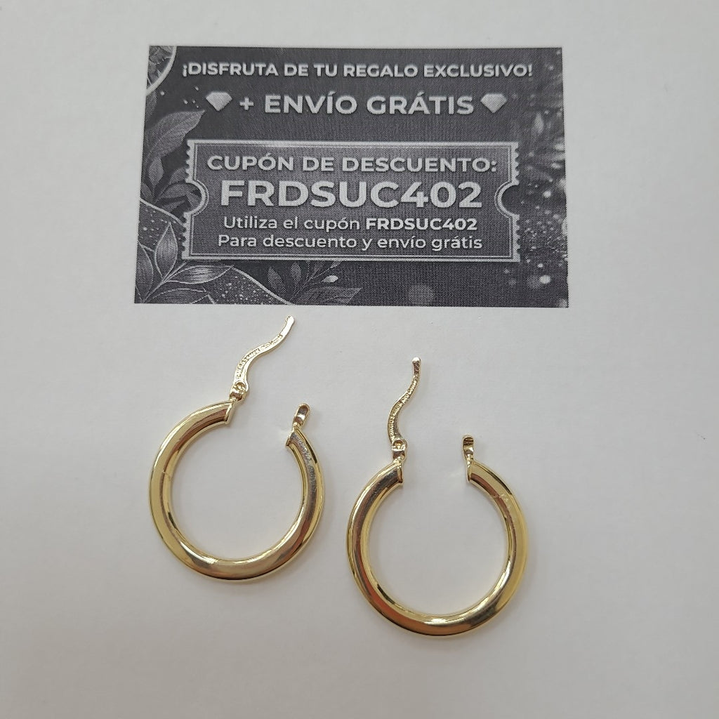 ARETES TEJIDO ARRACADA LISA 14K 2.1 GR (NUEVO)