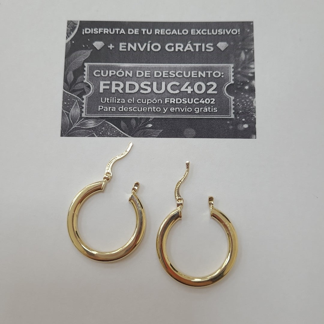 ARETES TEJIDO ARRACADA LISA 14K 2.1 GR (NUEVO)