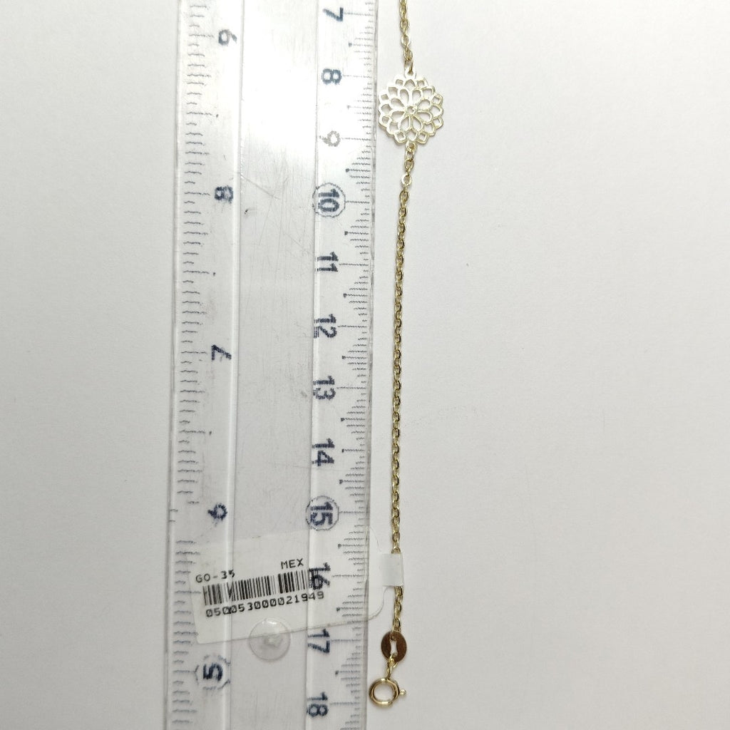 PULSERA TEJIDO ESPECIAL CON MANDALA 14K 18 CM 1.3 GR (NUEVO)