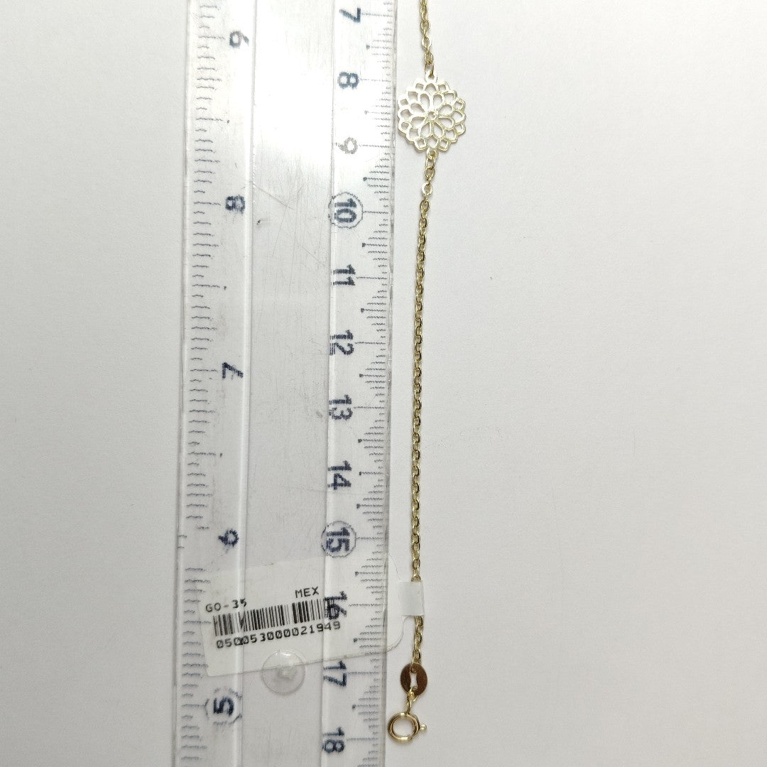 PULSERA TEJIDO ESPECIAL CON MANDALA 14K 18 CM 1.3 GR (NUEVO)