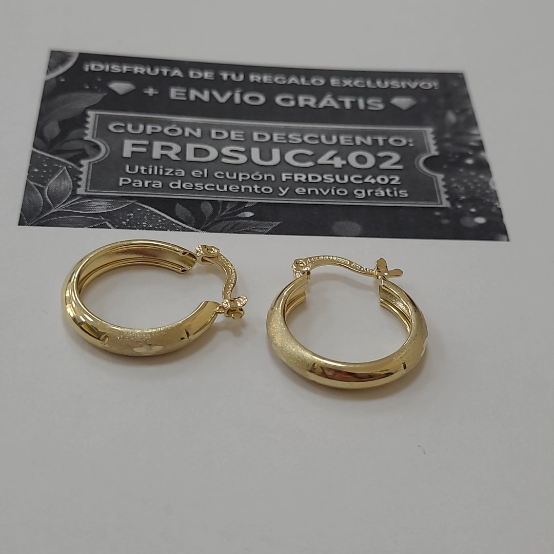 ARETES TEJIDO ARRACADA SATINADA 14K 2.5 GR (NUEVO)
