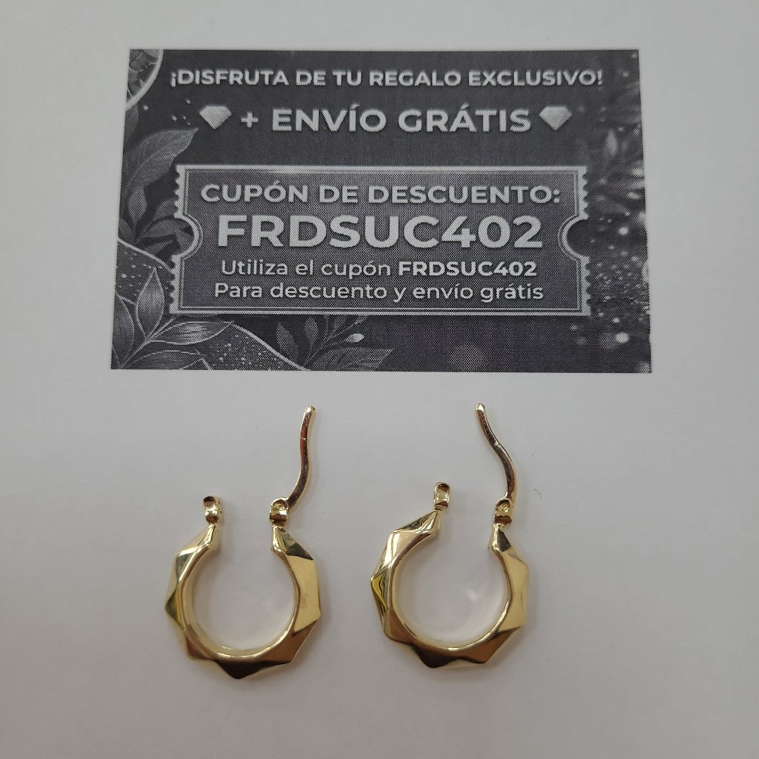 ARETES TEJIDO ARRACADAS FACETADAS 14K 1.8 GR (NUEVO)