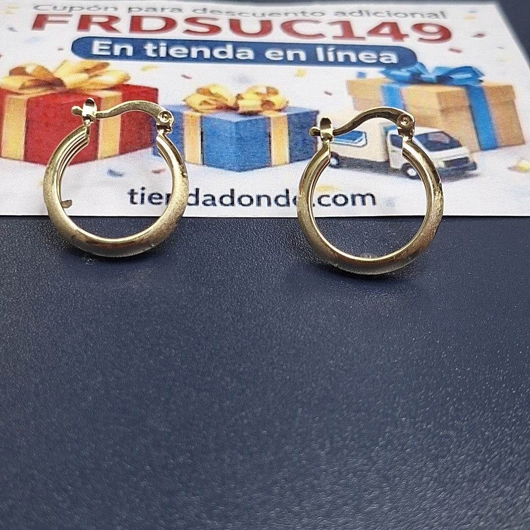 ARETES TEJIDO ARRACADA SATINADA 14K 2.6 GR (NUEVO)