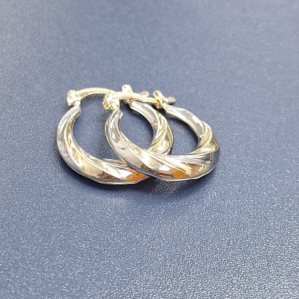 ARETES TEJIDO ARRACADA TRENZADA COMBINADA 14K 1.8 GR (NUEVO)