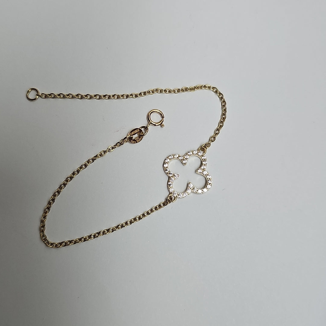 PULSERA TEJIDO ESPECIAL C CIRCONIAS 14K 18 CM 1.8 GR (NUEVO)