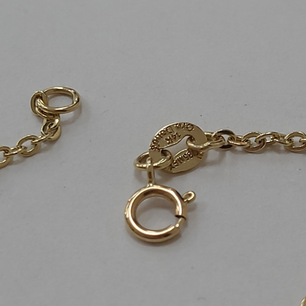PULSERA TEJIDO ESPECIAL CON CORAZONES 14K 18 CM 1.7 GR (NUEVO)