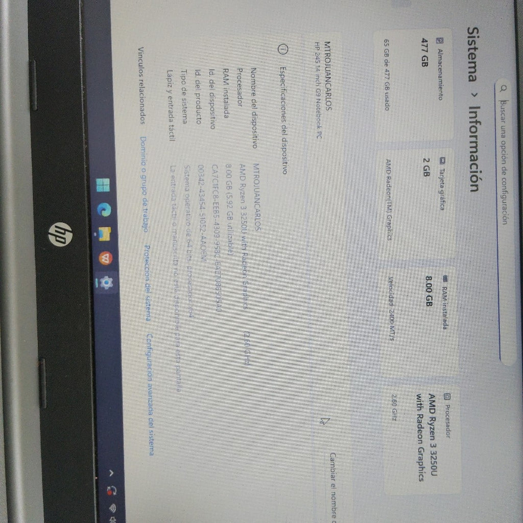 LAPTOP HP 245 G9 (2023) 512 GB SSD 8 GB RAM (SEMINUEVO)