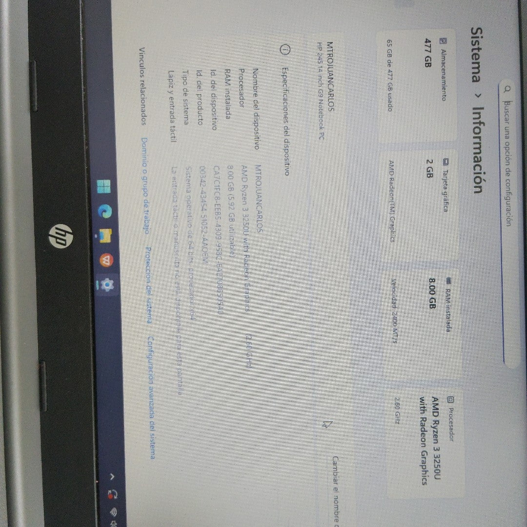 LAPTOP HP 245 G9 (2023) 512 GB SSD 8 GB RAM (SEMINUEVO)