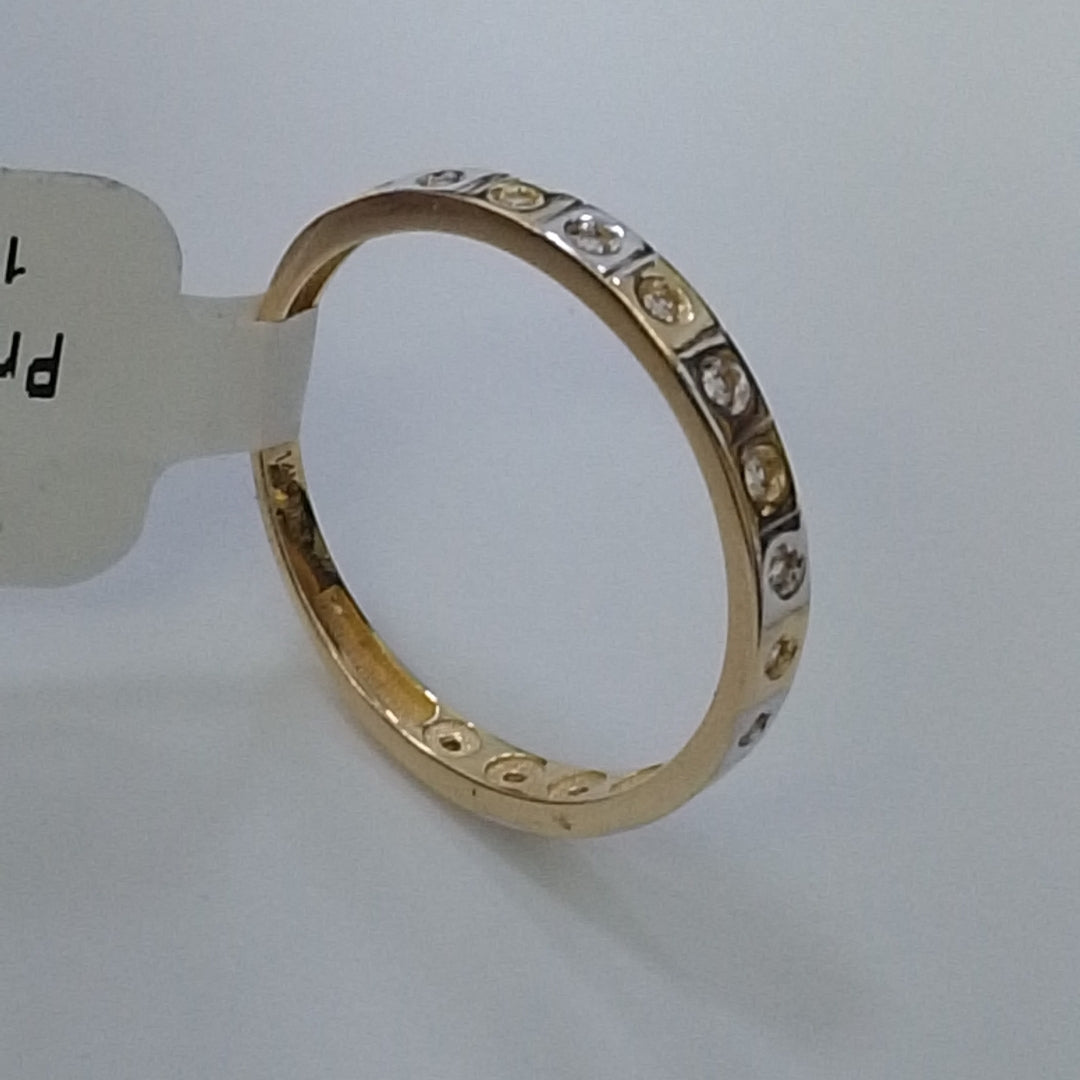 ANILLO ANILLITO C CIRCONIAS COMBINADO 14K 9 TALLA 2.1 GR (NUEVO)