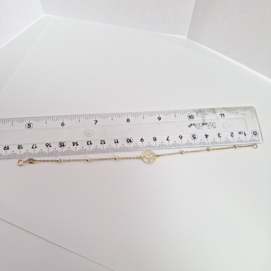 PULSERA TEJIDO ESPECIAL ARBOL 14K 18 CM 1.8 GR (NUEVO)