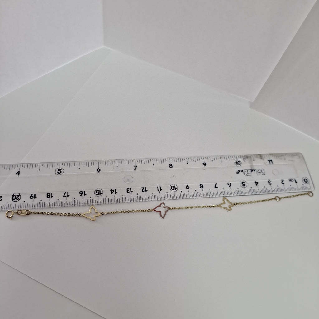 PULSERA ESPECIAL C MARIPOSAS 14K 18 CM 1.7 GR (NUEVO)