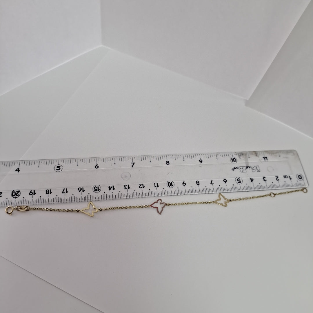 PULSERA ESPECIAL C MARIPOSAS 14K 18 CM 1.7 GR (NUEVO)