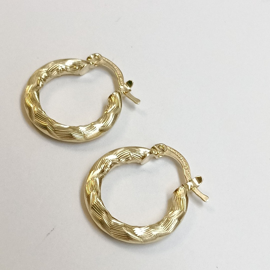 ARETES TEJIDO ARRACADAS ASTRIADAS 14K 1.9 GR (NUEVO)