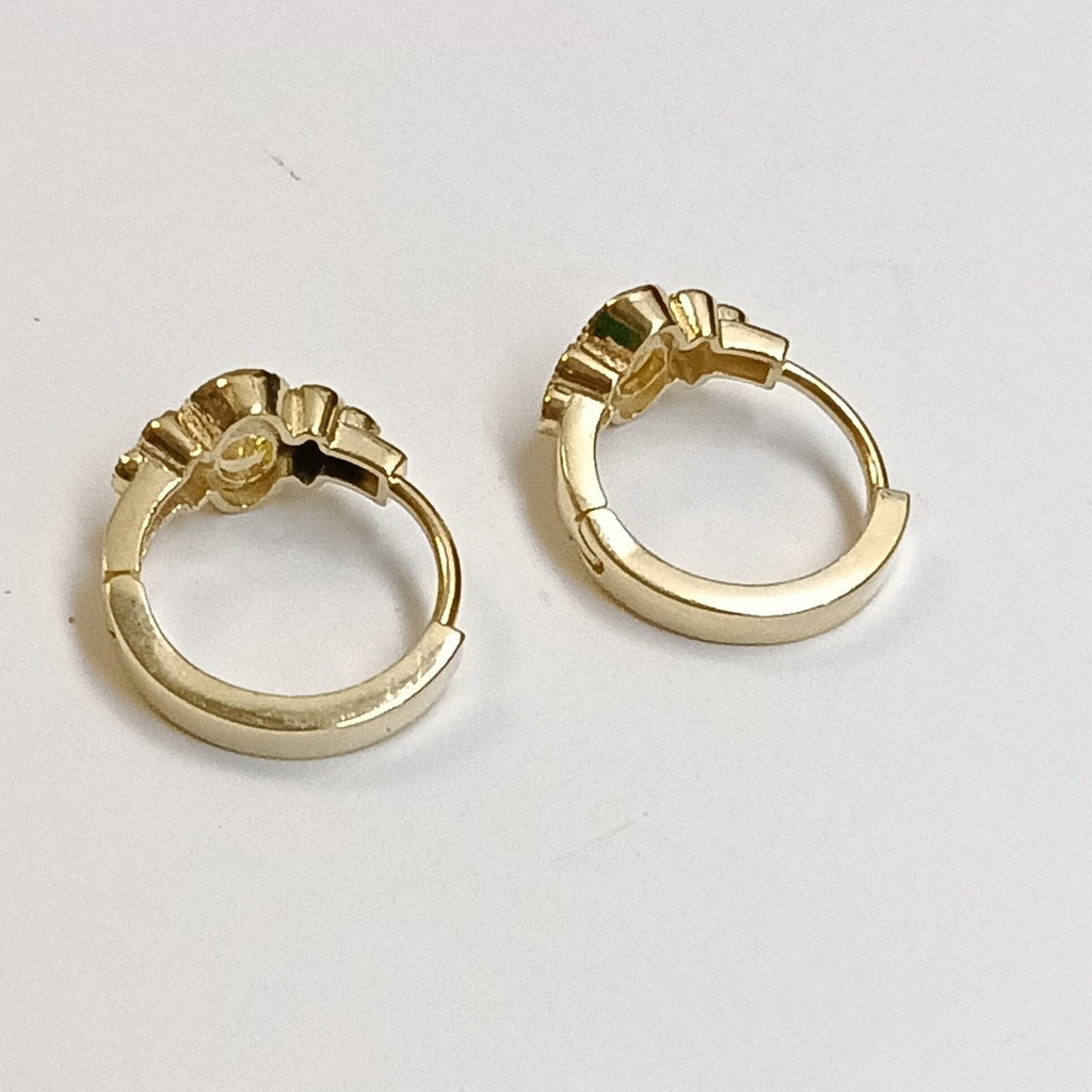 ARETES ARRACADAS CON CIRCONIAS Y PDRAS COL 14K 3.3 GR (NUEVO)