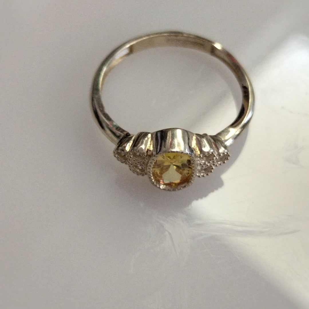 ANILLOS CIRCONIAS Y PIEDRA DE COLOR 14K TALLA 7 1.9 GR (NUEVO)