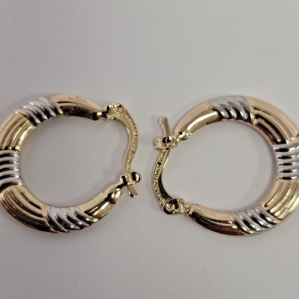 ARETES TEJIDO ARRACADAS COMBINADAS HUECAS 14K 2 GR (NUEVO)